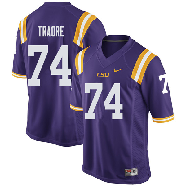 Men #74 Badara Traore LSU Tigers College Football Jerseys Sale-Purple